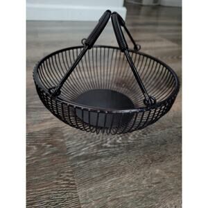 Heavy Duty Black‎ Metal Wire Fruit Bowl with Handles
